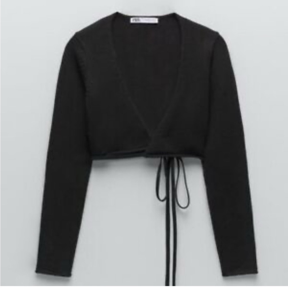Ballet Style Zara Tie Front Wrap Knit Top/cardigan